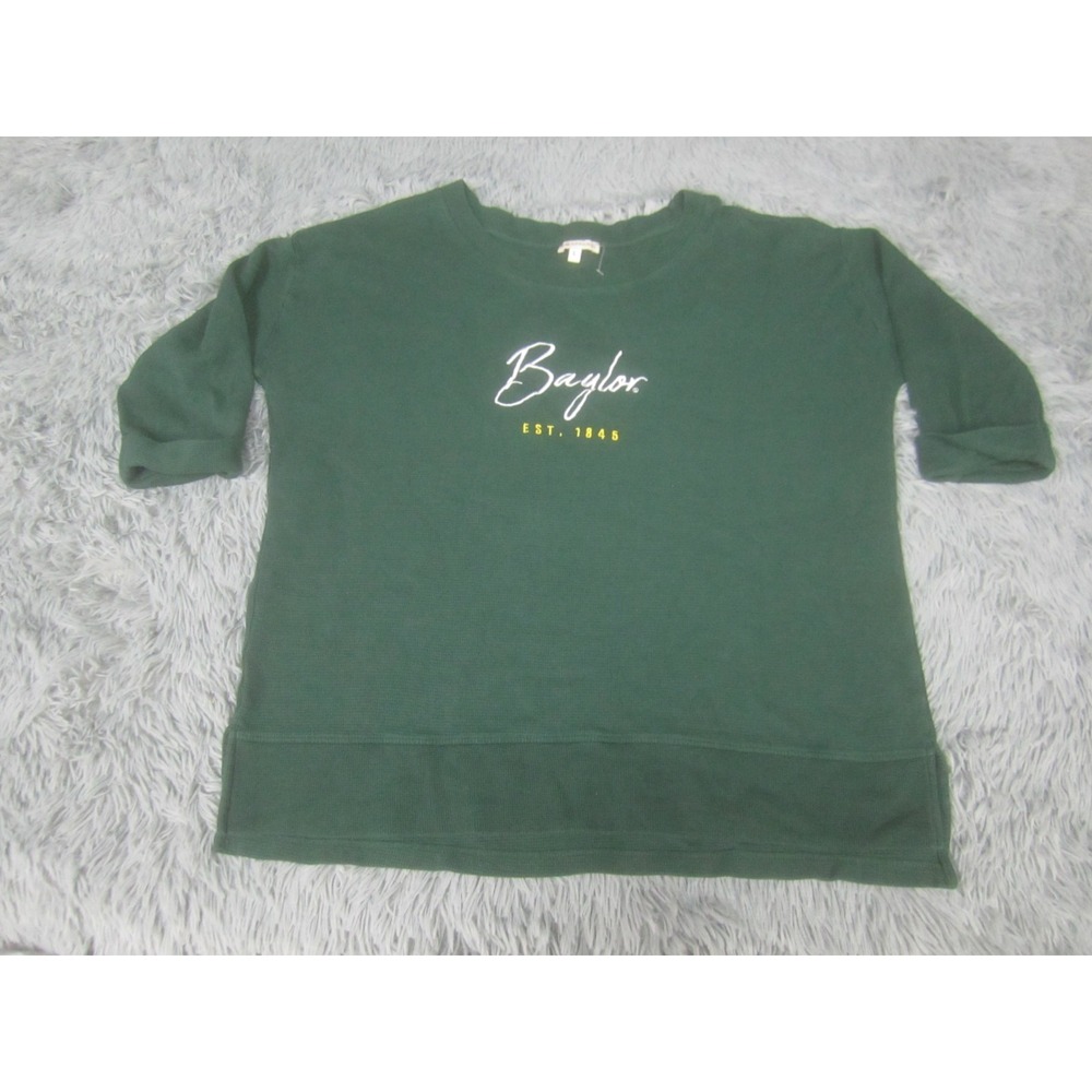 Baylor University Sweatshirt Womens Large Green Half Sleeve Pullover